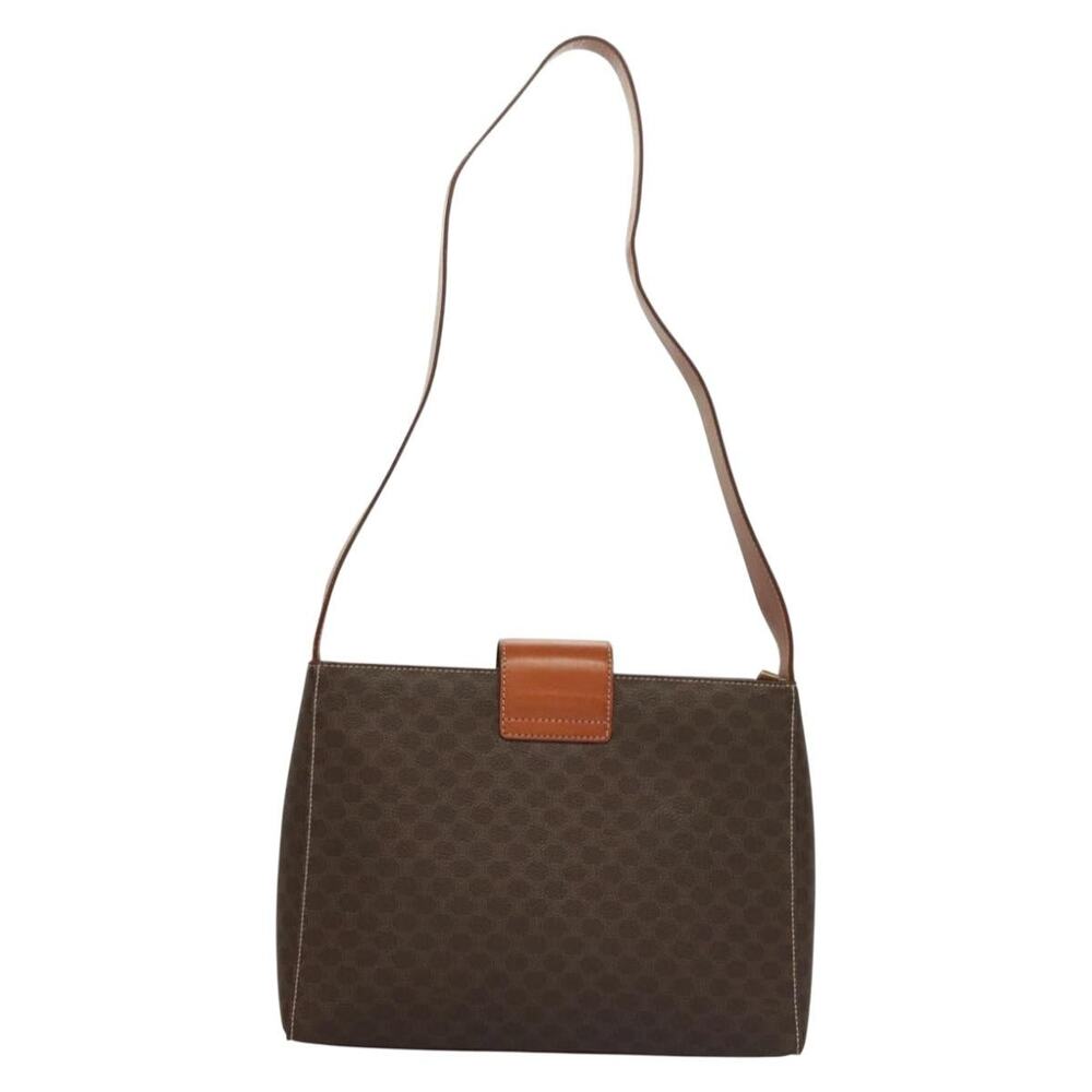 CELINE Macadam Canvas Shoulder Bag Pvc Leather Brown Gold - Picture 3 of 13